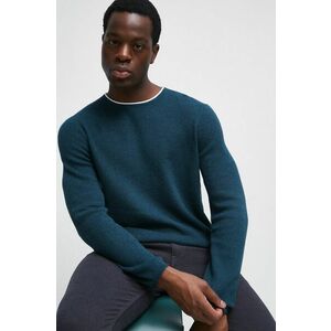 Bavlnený sveter Medicine pánsky, tyrkysová farba, tenký, vyobraziť