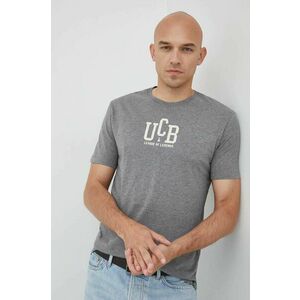 Bavlnené tričko United Colors of Benetton šedá farba, s potlačou vyobraziť