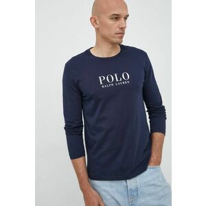 Bavlnené tričko s dlhým rukávom Polo Ralph Lauren tmavomodrá farba, s potlačou vyobraziť