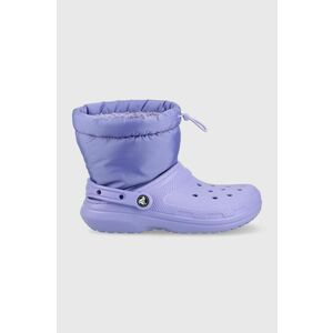 Snehule Crocs Classic Lined Neo Puff Boot fialová farba, 206630 vyobraziť