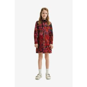 Dievčenské šaty Desigual červená farba, mini, rovný strih vyobraziť