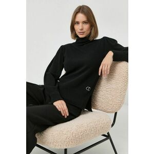 Vlnený sveter Twinset dámsky, čierna farba, tenký, s rolákom vyobraziť