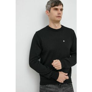 Vlnený sveter Manuel Ritz pánsky, čierna farba, tenký, vyobraziť