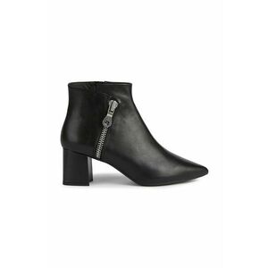 Kožené členkové topánky Geox Bigliana dámske, čierna farba, na podpätku, vyobraziť