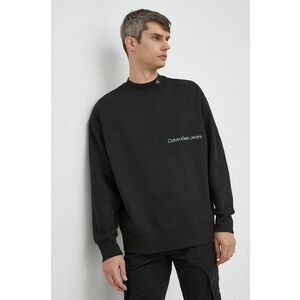 Mikina Calvin Klein Jeans pánska, čierna farba, s kapucňou, s potlačou vyobraziť