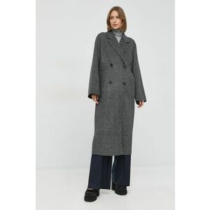 Vlnený kabát Ivy Oak šedá farba, prechodný, dvojradový vyobraziť