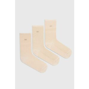 Ponožky Calvin Klein 3-pak dámske, béžová farba vyobraziť