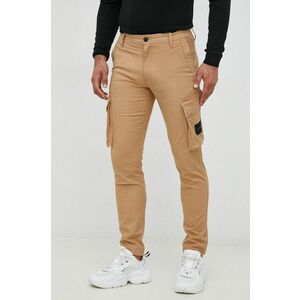 Nohavice Calvin Klein Jeans pánske, hnedá farba, priliehavé vyobraziť