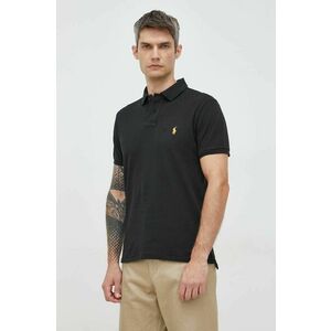 Bavlnené polo tričko Polo Ralph Lauren čierna farba, jednofarebné vyobraziť