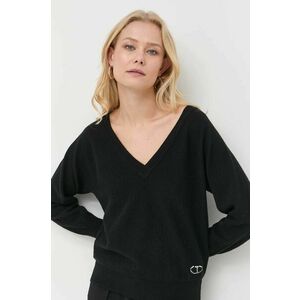 Vlnený sveter Twinset dámsky, čierna farba, tenký vyobraziť