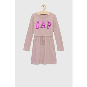 Dievčenské bavlnené šaty GAP ružová farba, mini, áčkový strih vyobraziť