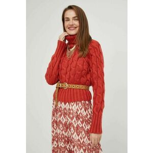 Vlnený sveter Answear Lab dámsky, červená farba, teplý, s rolákom vyobraziť