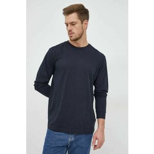 Bavlnené tričko s dlhým rukávom GAP tmavomodrá farba, jednofarebné vyobraziť