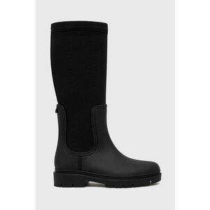 Vysoké čižmy Tommy Hilfiger Rain Boot Long Shaft dámske, čierna farba, na plochom podpätku, vyobraziť