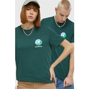 Bavlnené tričko Kangol zelená farba, s potlačou vyobraziť