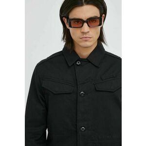 Bavlnená košeľa G-Star Raw pánska, čierna farba, regular, s klasickým golierom vyobraziť