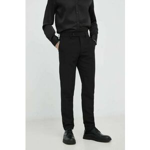 Nohavice Bruuns Bazaar Karlsus Basic Pants pánske, čierna farba, priliehavé vyobraziť
