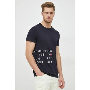 Bavlnené tričko Tommy Hilfiger tmavomodrá farba, s potlačou vyobraziť