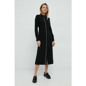 Šaty Calvin Klein čierna farba, midi, rovný strih vyobraziť