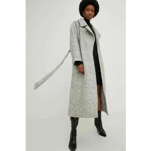 Kabát s prímesou vlny Answear Lab šedá farba, prechodný, oversize vyobraziť