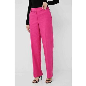 Nohavice Selected Femme dámske, ružová farba, rovné, vysoký pás vyobraziť