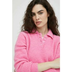 Vlnený sveter Samsoe Samsoe dámsky, ružová farba, vyobraziť