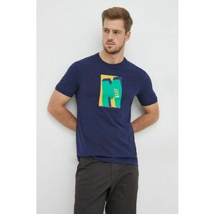 Bavlnené tričko United Colors of Benetton tmavomodrá farba, s potlačou vyobraziť