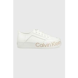 Kožené tenisky Calvin Klein Jeans Yw0yw01025 Vulc Flatf Low Wrap Around Logo biela farba, vyobraziť