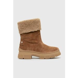 Semišové topánky Tommy Hilfiger Warm Lining Suede Low Boot dámske, hnedá farba, na platforme, zateplené vyobraziť