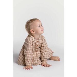 Detské bavlnené šaty Coccodrillo béžová farba, mini, áčkový strih vyobraziť