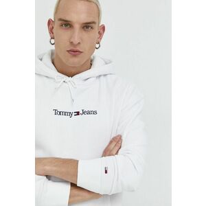 Mikina Tommy Jeans pánska, biela farba, s kapucňou, s nášivkou vyobraziť