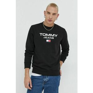 Bavlnená mikina Tommy Jeans pánska, čierna farba, s potlačou vyobraziť