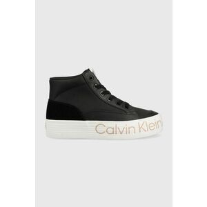 Tenisky Calvin Klein Jeans Yw0yw00865 Vulc Flatf Mid Wrap Around Logo čierna farba, vyobraziť