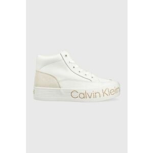 Tenisky Calvin Klein Jeans Yw0yw00865 Vulc Flatf Mid Wrap Around Logo biela farba, vyobraziť