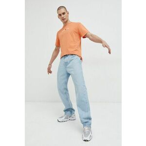 Bavlnené tričko Tommy Jeans oranžová farba, s nášivkou vyobraziť