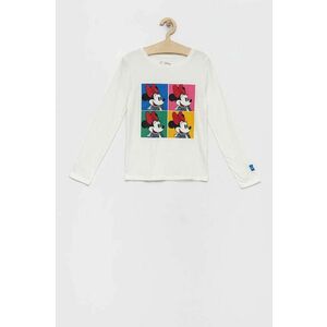 Detská bavlnená košeľa s dlhým rukávom GAP X Disney biela farba, vyobraziť