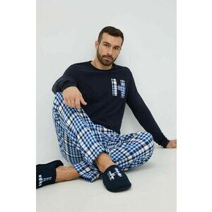 Pyžamo a papuče Tommy Hilfiger tmavomodrá farba, vzorovaná vyobraziť