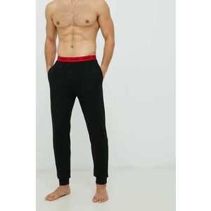 Pyžamové nohavice HUGO pánske, čierna farba, jednofarebná vyobraziť