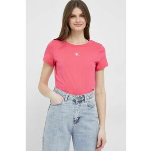 Bavlnené tričko Calvin Klein Jeans Fialová farba vyobraziť