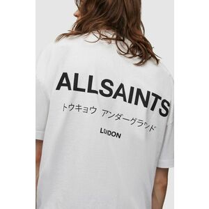 Bavlnené tričko AllSaints biela farba, s potlačou vyobraziť
