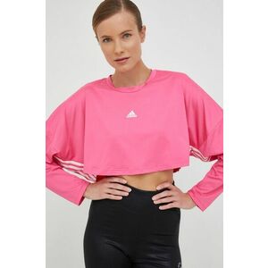 Tréningové tričko s dlhým rukávom adidas Hyperglam ružová farba, vyobraziť