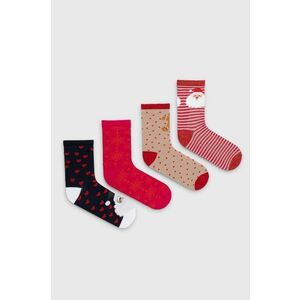 Ponožky Vero Moda 4-pak dámske, ružová farba vyobraziť