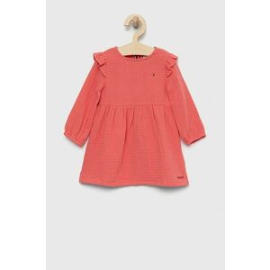 Detské bavlnené šaty Tommy Hilfiger ružová farba, mini, áčkový strih vyobraziť