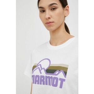 Bavlnené tričko Marmot biela farba, vyobraziť