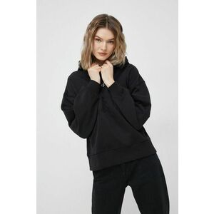Bavlnená mikina Calvin Klein Jeans dámska, čierna farba, s kapucňou, s potlačou vyobraziť
