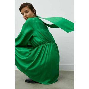 Hodvábne šaty Samsoe Samsoe zelená farba, mini, áčkový strih vyobraziť