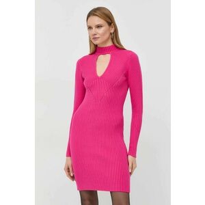Šaty Guess ružová farba, mini, priliehavá vyobraziť