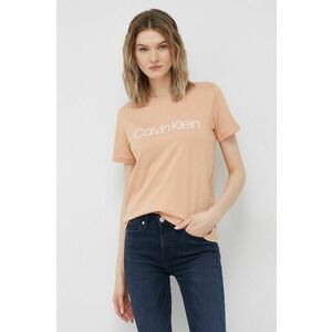 Bavlnené tričko Calvin Klein oranžová farba, vyobraziť