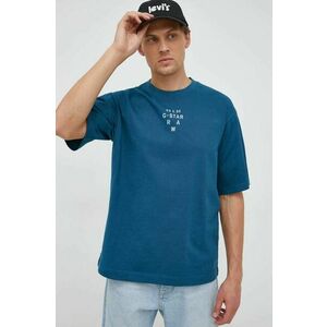 Bavlnené tričko G-Star Raw tyrkysová farba, s potlačou vyobraziť