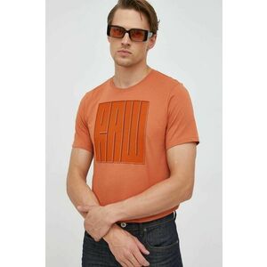 Bavlnené tričko G-Star Raw oranžová farba, s potlačou vyobraziť